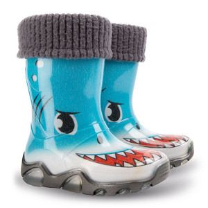 Сини детски ботушки, pvc материя и текстилна материя - ежедневни обувки за есента и зимата N 100025111